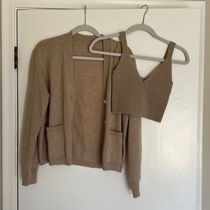 J Crew Cashmere Cropped Tank + Cardigan set